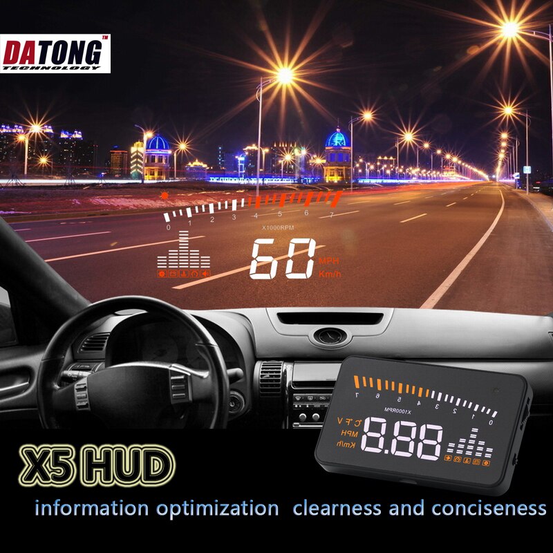 Datong Hud X5 OBD2 Euobd Auto Head-Up Display Snelheidsmeter Digitale Auto Projector Voor Auto Universele Voorruit Projector Systemen