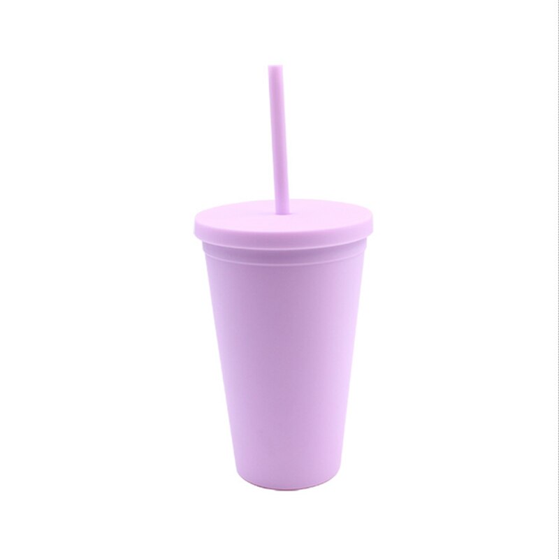 4 Colors Acrylic Reusable Double Wall Tumblers with Lids and Straws Thermal Insulation Straw Cup Coffee Water Cup: 650ml / Candy Purple