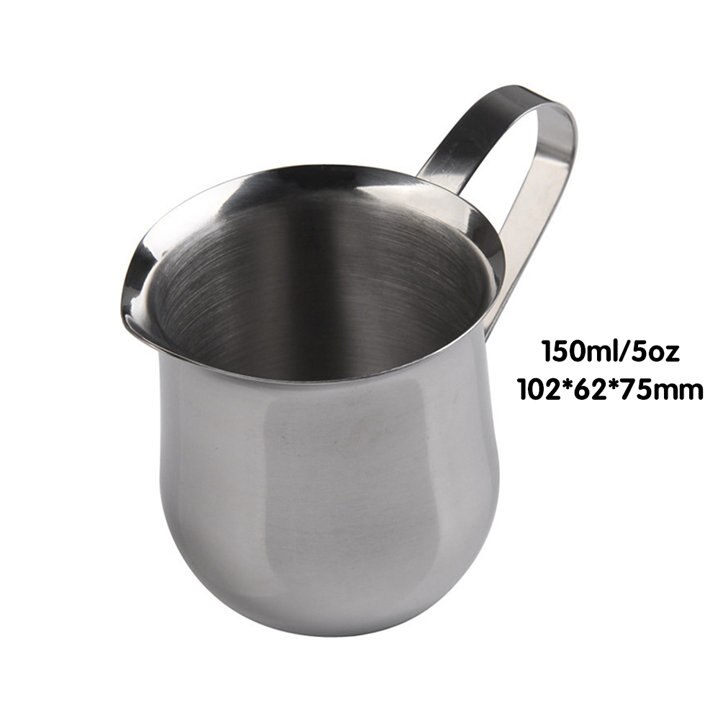 4YANG Acero inoxidable café taza de leche Frothing jarra 60/90/150/240ml Barista Craft leche Frothers Latte arte Pull Flower Cup: 150ml