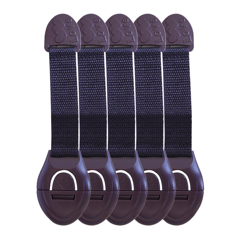 5 Stks/partij Baby Ladeblokkering Kinderen Beveiliging Kind Lade Deur Sloten Kabinet Kast Veiligheid Kids Sloten Voor Garderobe: Brown 5pcs Love