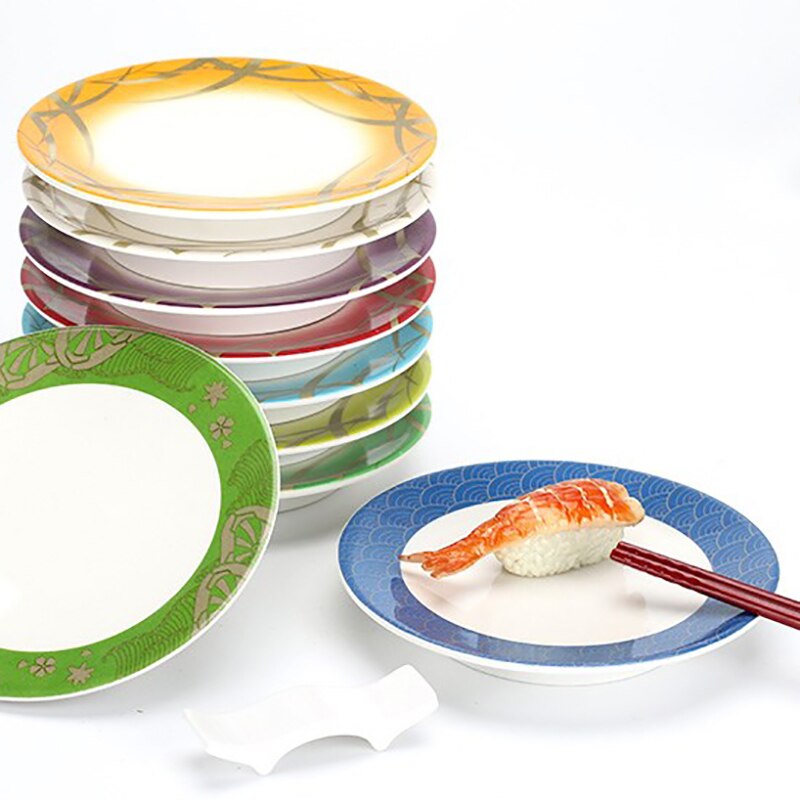 Sushi tallerkener matbrett rund tallerken restaurant mat servering servise slitesterk sashimi snack tilbehør japansk buffet tallerken 8 stk