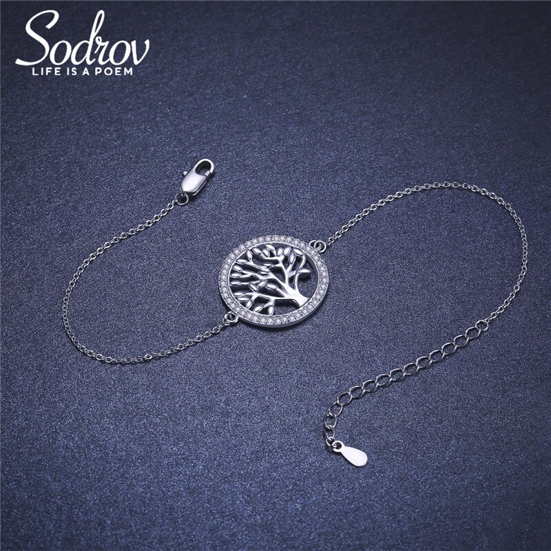 Sodrov Sterling Silver 925 20mm Round Life Tree bracciale in argento Sterling per donna bracciale albero gioielli in argento 925