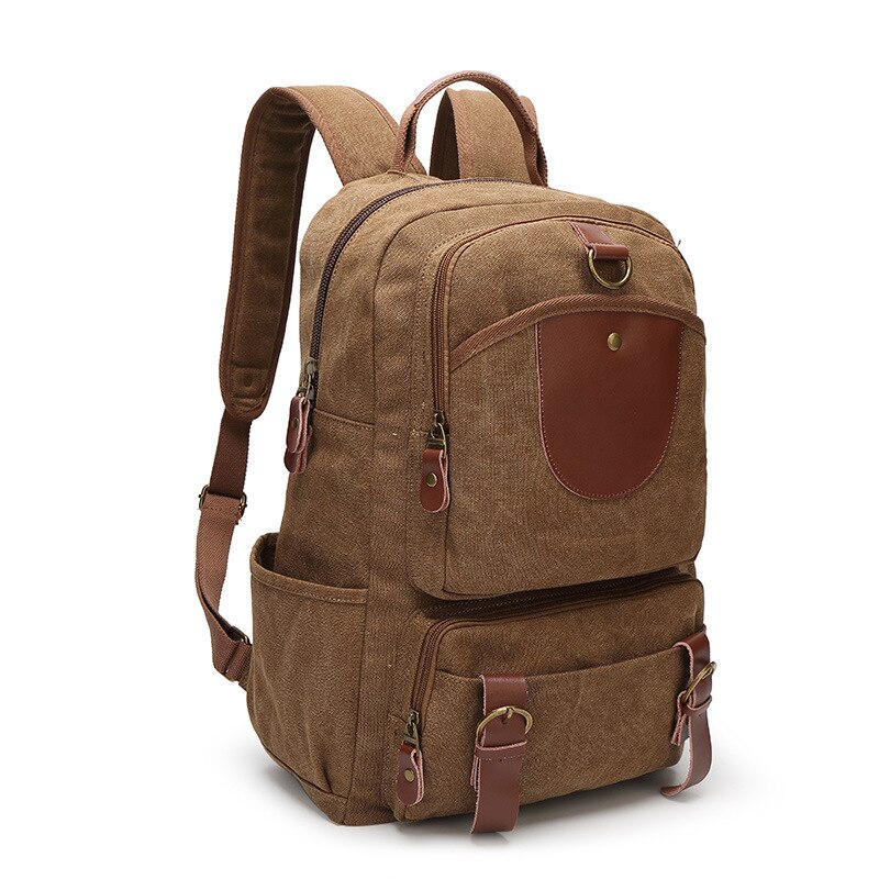 Boshikang Reizen Rugzak Multifunctionele Reizen emmer Rugzak Mannen Rugzak Canvas Student School Rugzak: Coffee