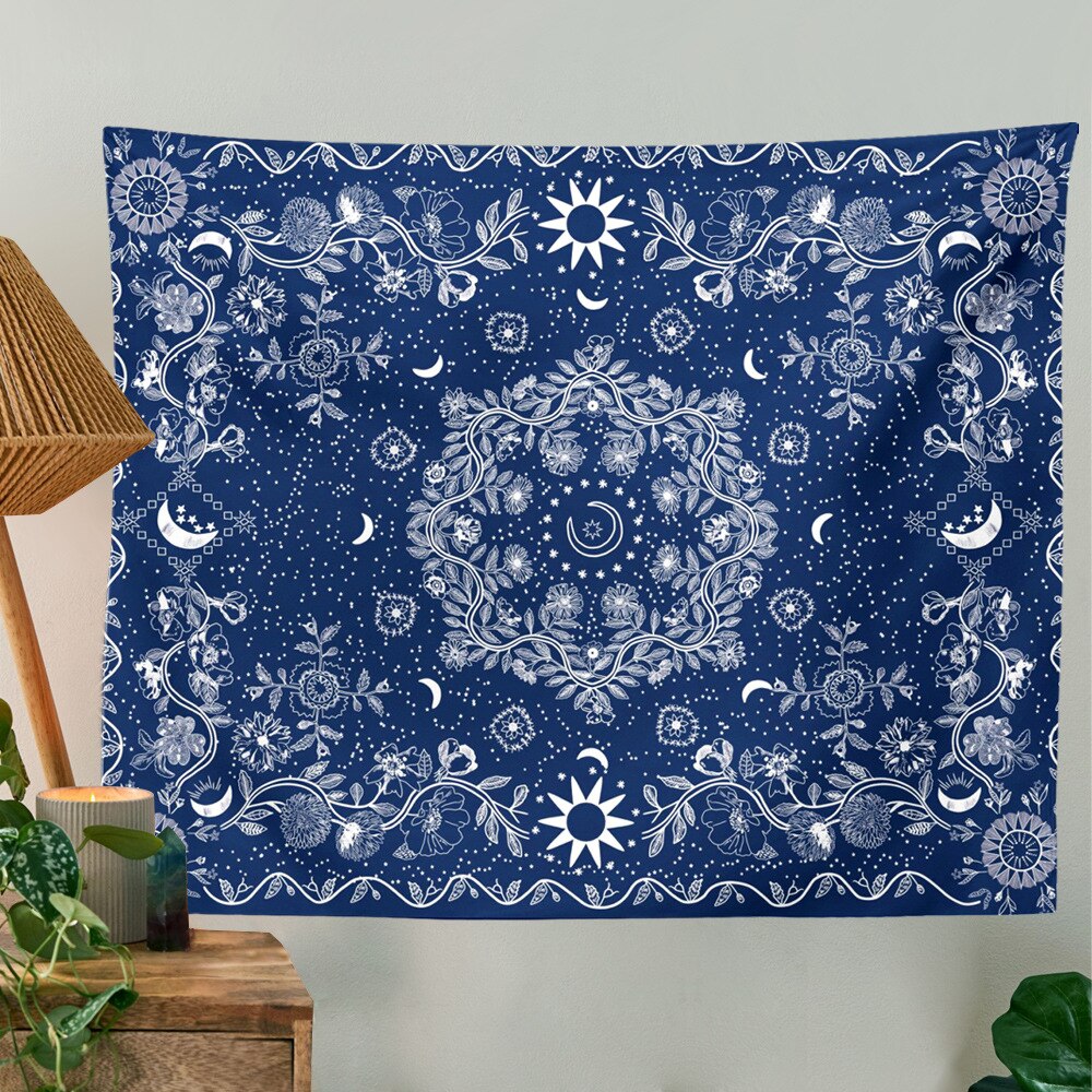 Psychedelic Celestial Sun Tapestry, Celestial Sun Moon Bohemian Poster Tapestry Wall Hanging Boho Hippie Beach Coverlet Curtain