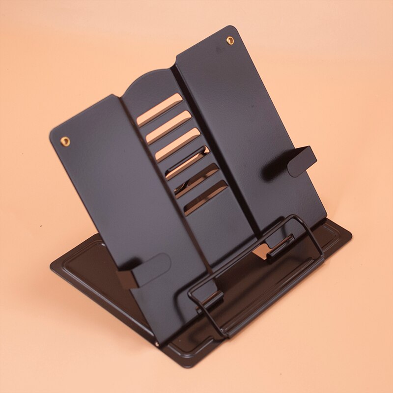 Verstelbare Draagbare Metalen Verstelbare Leesboek Houder Ondersteuning Document Plank Bookstand Tablet Muziek Score Recept Stand: black