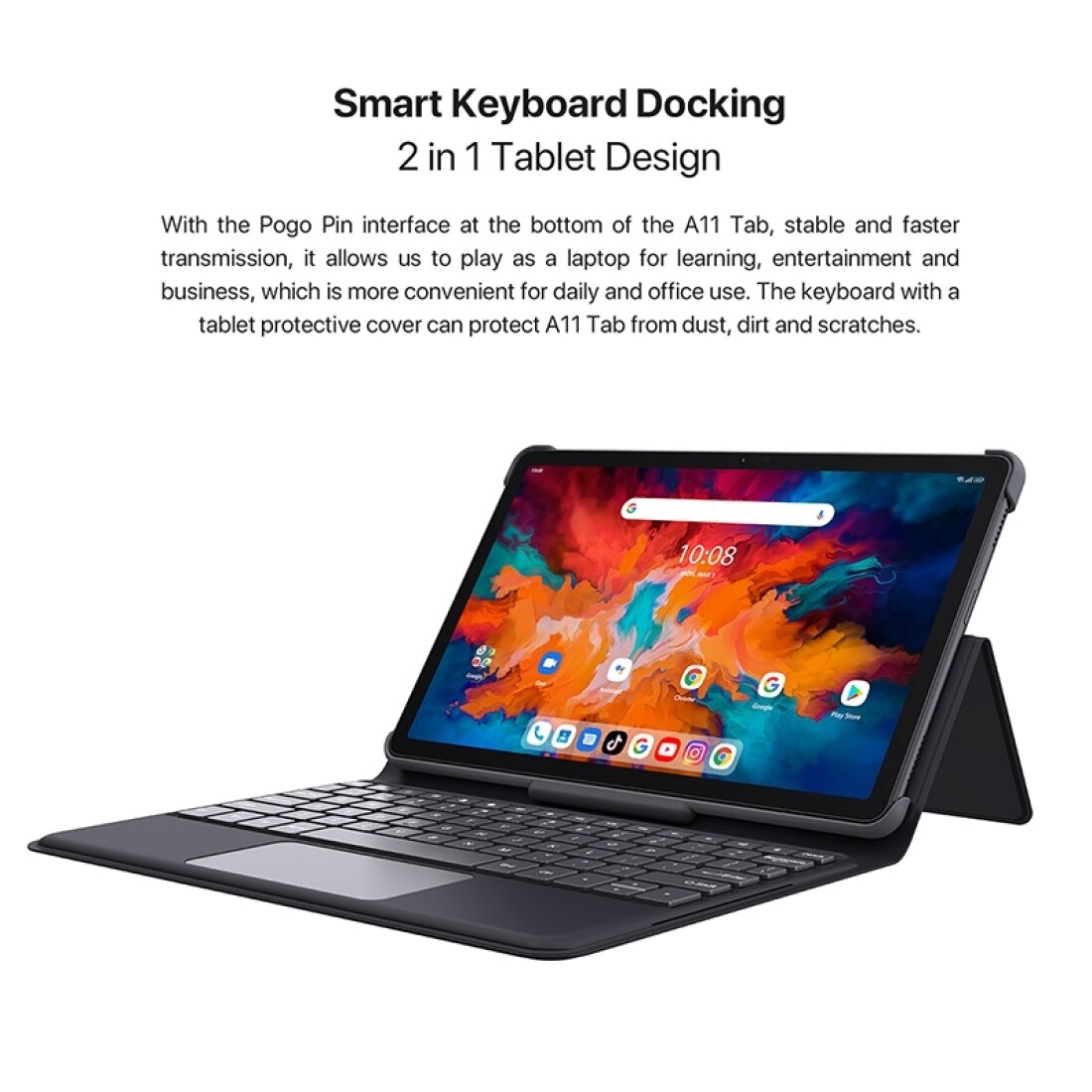 Original UMIDIGI A11 Tab Keyboard for Umidigi A11 Tab Magnetic Suction Bluetooth Keyboard &amp; Tablet Case with Holder for UMIDIGI