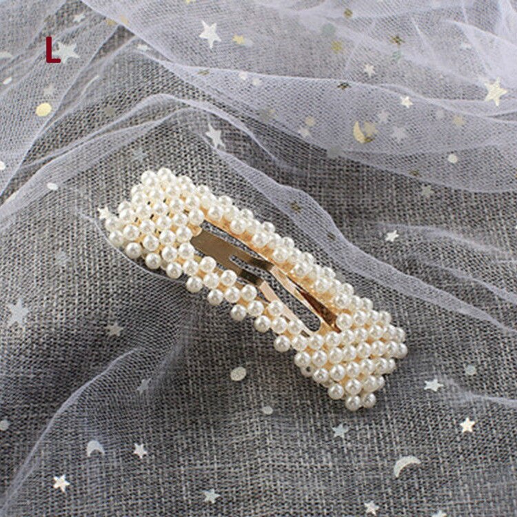 Korean Pearl Hair Clip for Women Barrette Hair Pins Barrettes Jewelry BB Hair Clips for Girls Styling Accessories: L