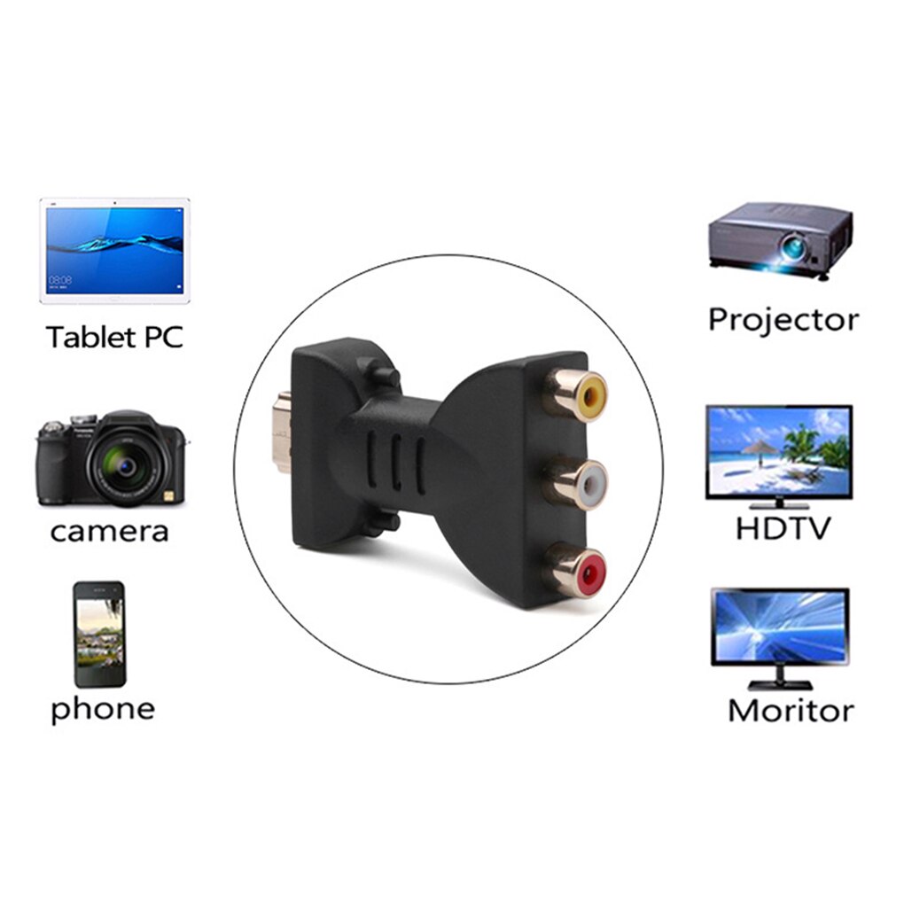 HD, aby RCA Adapter wideo TV DVD projektor 720P 1080P HD, aby AV cyfrowy Audio wideo konwerter sygnału