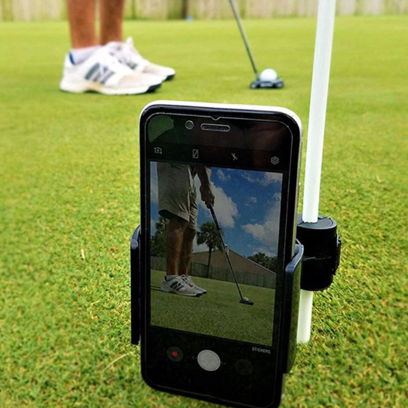 Universal Golf Clubs Practice Cell Phone Mount Holder Recording Bracket Clip Training Aid for Swing Practice Alignment Stick Acc