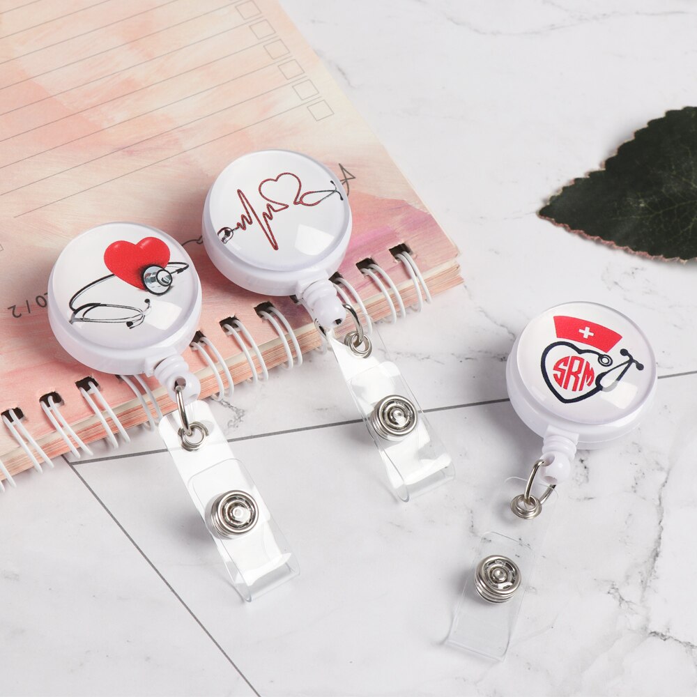 Retractable Badge Reel Nurse Display ID Name Card Badge Holder Anti-Lost Clip Key Ring