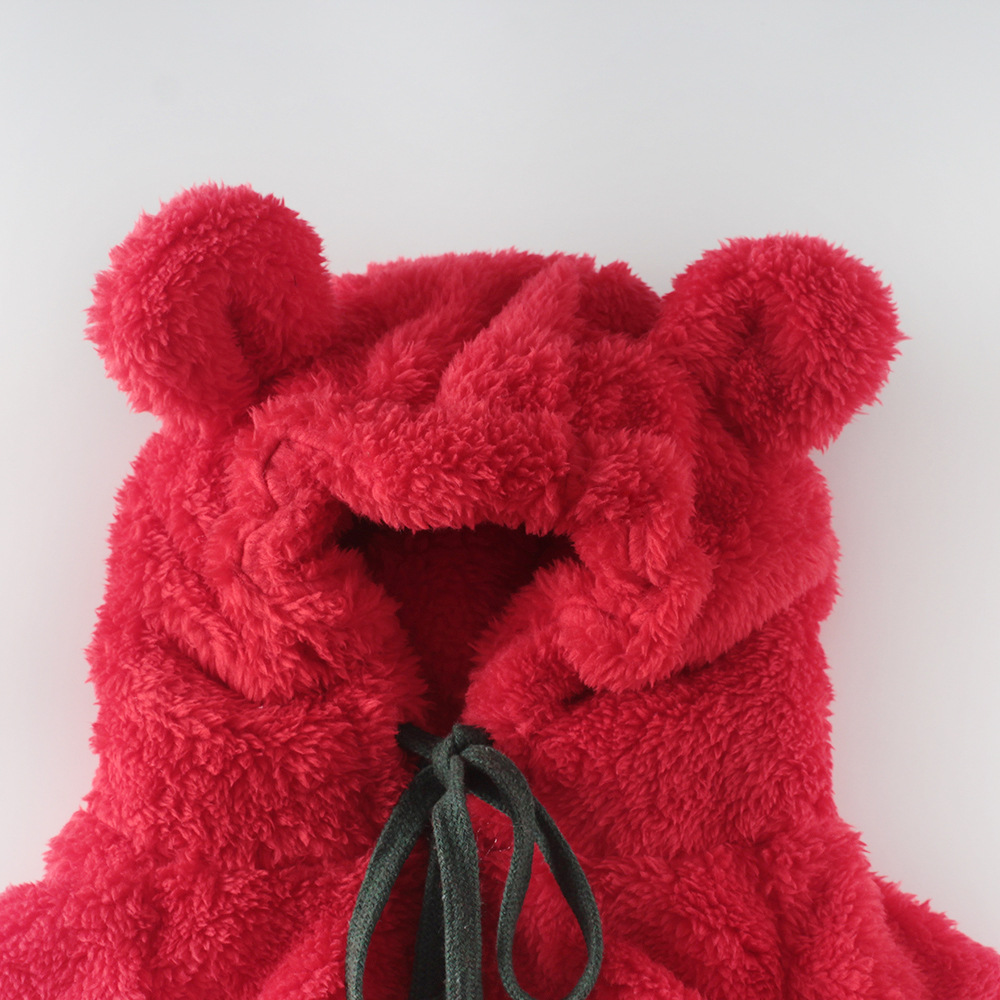 2022 Winter-babybodys für jungen und mädchen, kapuzenbody, warm, langärmelig, mit niedlichen ohren, Karikatur-motiv, einfarbig, Karikatur-Baby-Gesamt