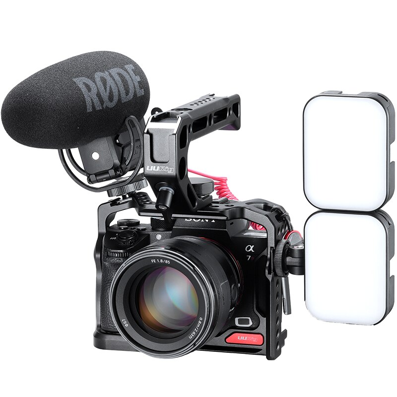 UURig Metall Käfig Rig für Sony A73 A7III A7R3 A7M3 Rig mit Arca Swiss und Arri Ortung Loch Verlängern Kalt schuh Montieren Mic Licht