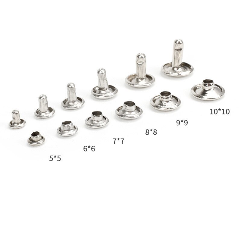 500sets Leather Rivets Mushroom Round Double Cap Rivet Tubular Metal Studs for DIY Leather Craft Purses Belt Garment Rivets