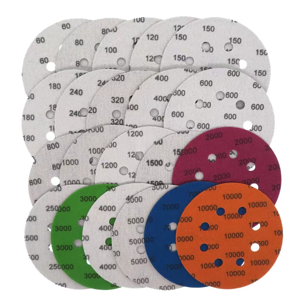 5inch Sandpaper 60-10000 grit Round Shape Sanding Discs Hook Loop Sanding Paper 125mm Buffing Sheet Sandpaper 8 Hole Sander Pad