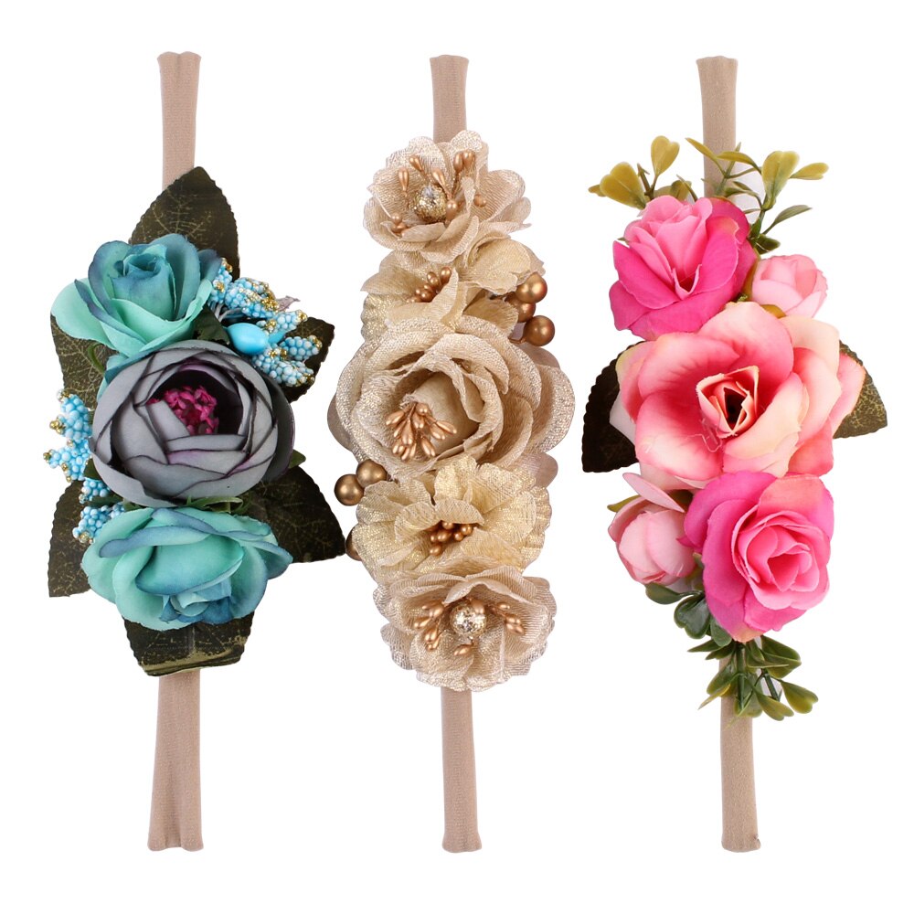 Brand 3Pcs/Packet Baby Girls Bowknot Head Bands Headband Hair Accessories Photo Props Imitation Flower Hairband: A