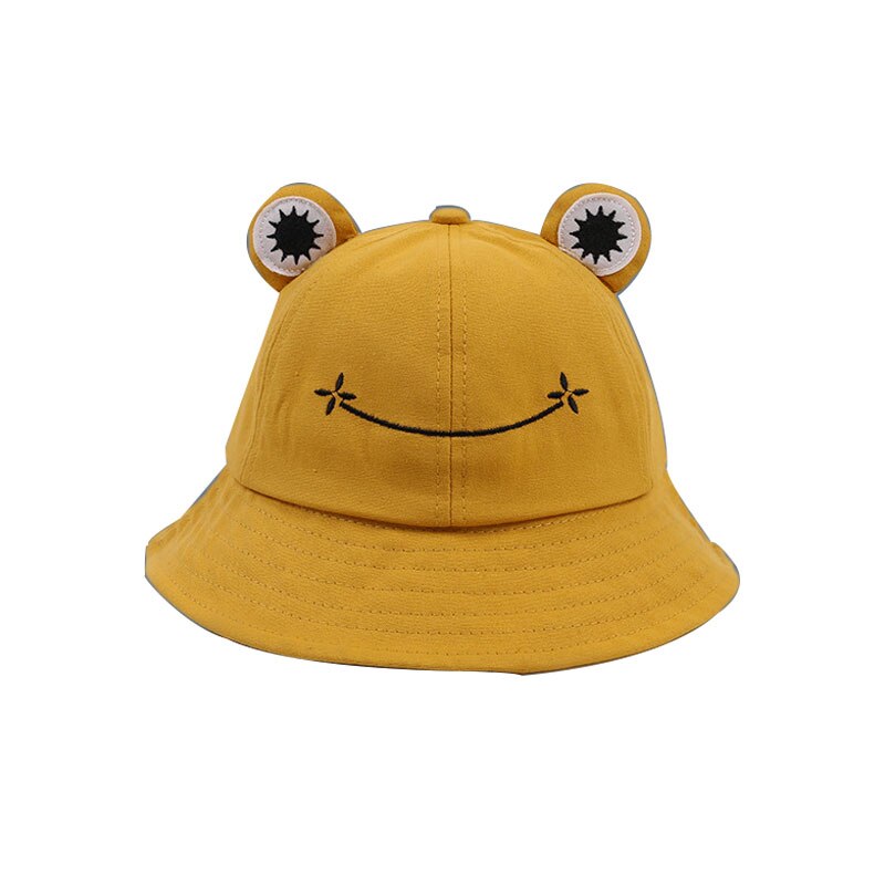 Men Women Sunscreen Summer Parent-child Frog Fisherman Hat Korean Version Of Pure Color Wild Cute Sun Hat Foldable Beach Hat: 03 Adult