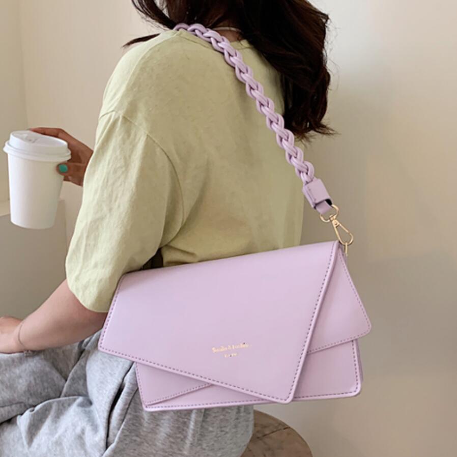 Ensfarget firkantet crossbody-veske pu lær dameveske reise skulder messenger bag