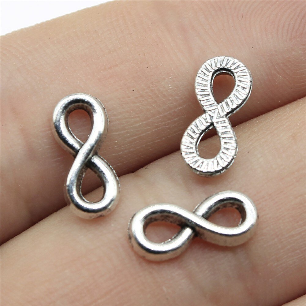 WYSIWYG 50pcs 12x5mm Piccolo Infinity Fascini Svegli Piccolo Infinity Simbolo di Fascini Per Monili Che Fanno Piccolo Infinity fascino: Argento antico placcato