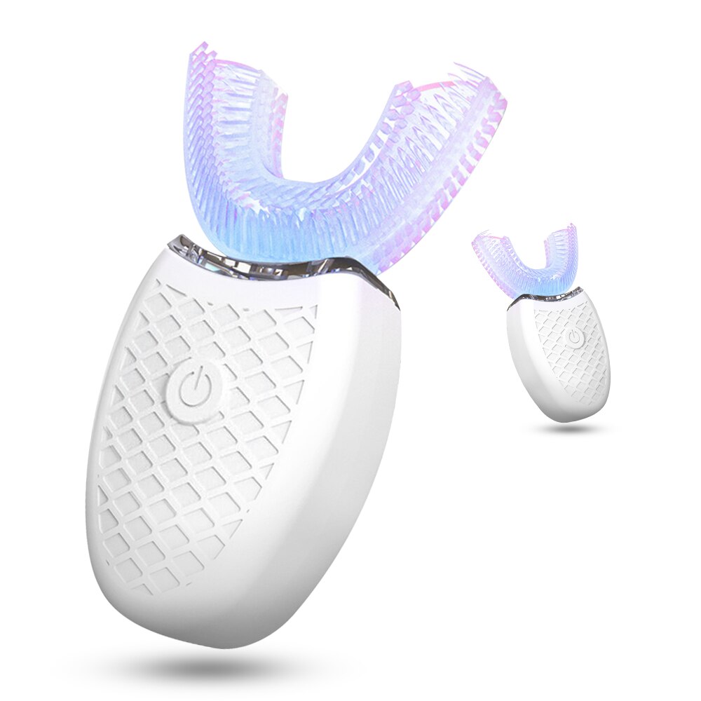Ultrasone Automatische Elektrische Tandenborstel U-vormige 360 Graden Wit Tanden Oral Care Cleaning Tandenborstel: WHITE