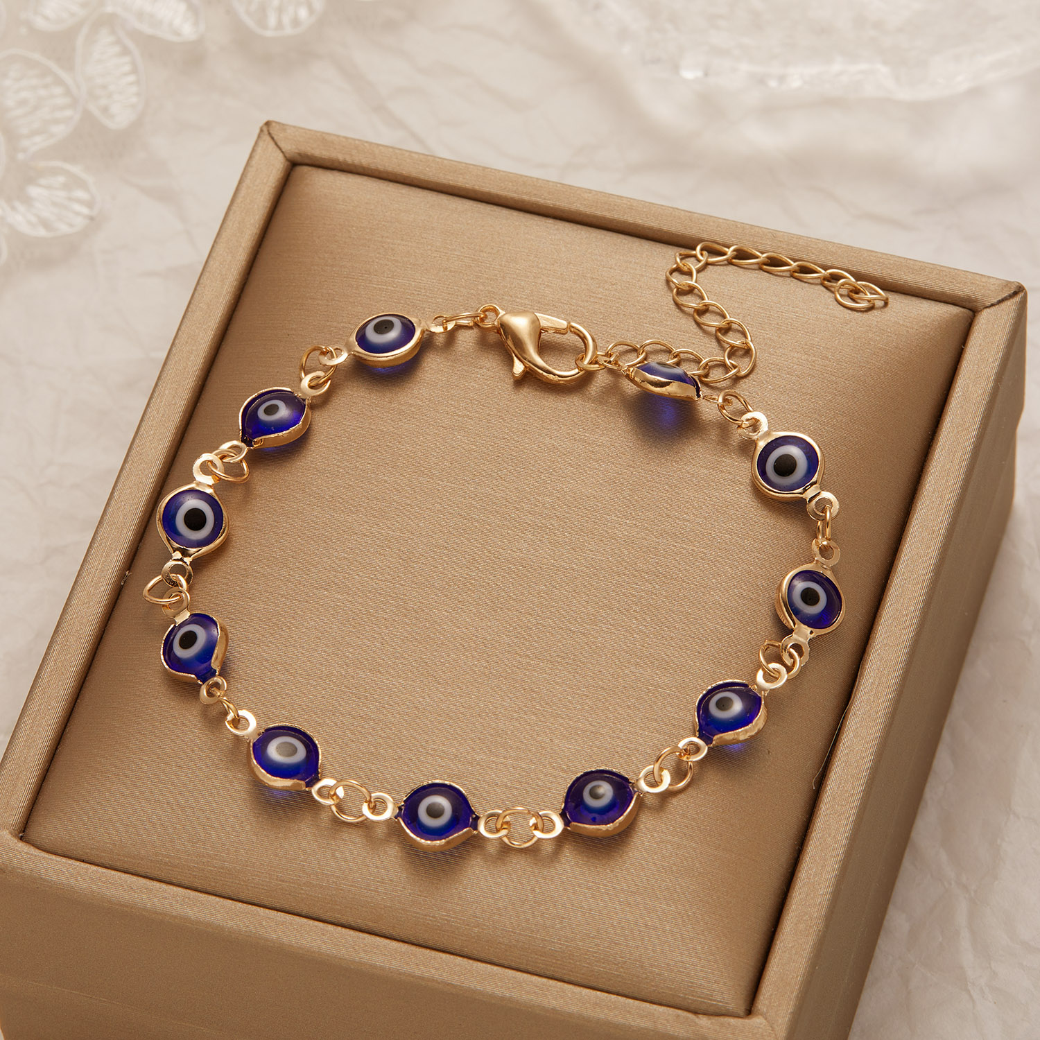 Turkse Lucky Evil Eye Armband Voor Dames Heren Handgemaakt Rood Blauw Oog Goud Kleur Link Ketting Armband Lucky Charme Sieraden Polsband