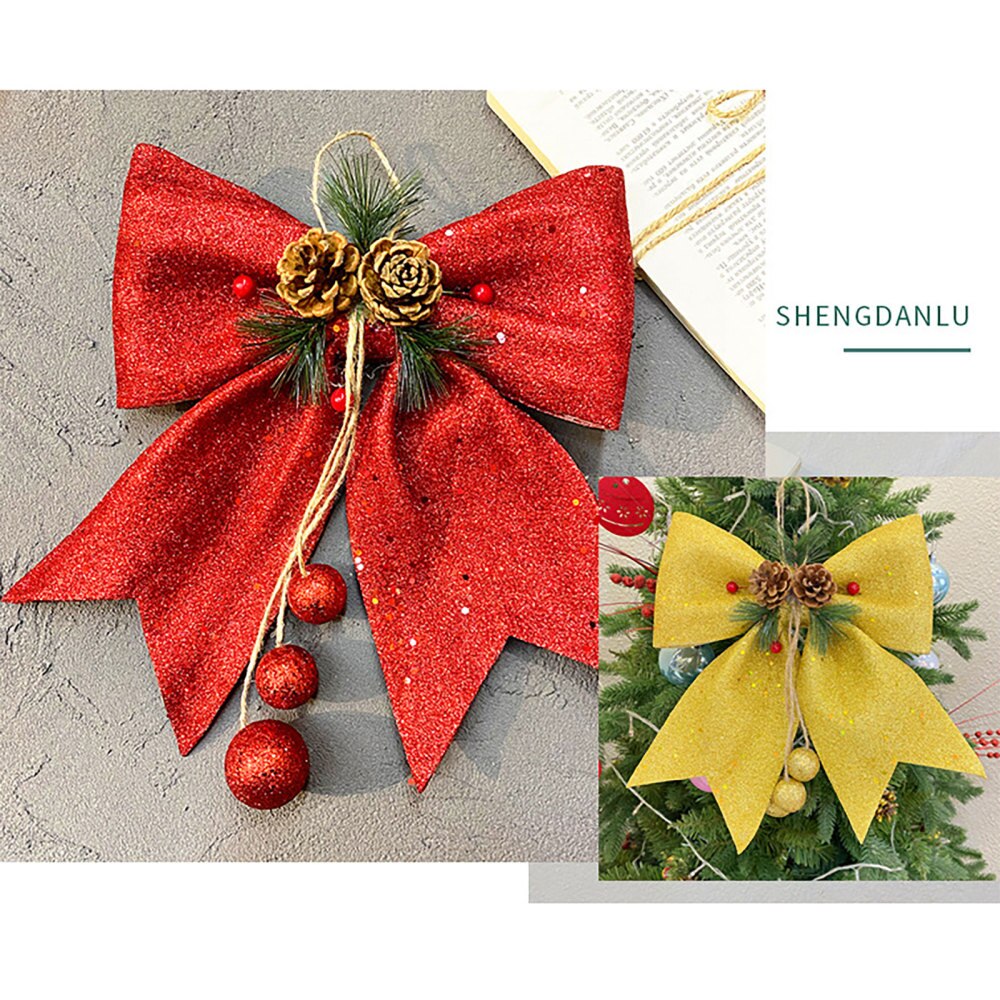 Albero di natale grande fiocco rosso nodo festa di capodanno decorazione di cerimonia nuziale decorazione 25*30cm ornamenti appesi scatola d'oro avvolgimento decorativo