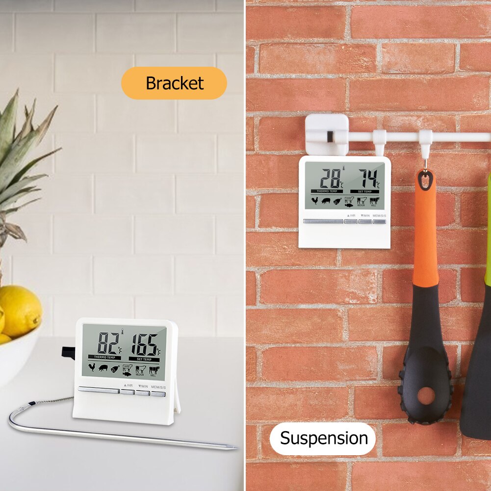 Instant Reading Electronic Thermometer Food Meat Stainless Steel Barbecue BBQ Thermometer Probe Kitchen Cooking Timer