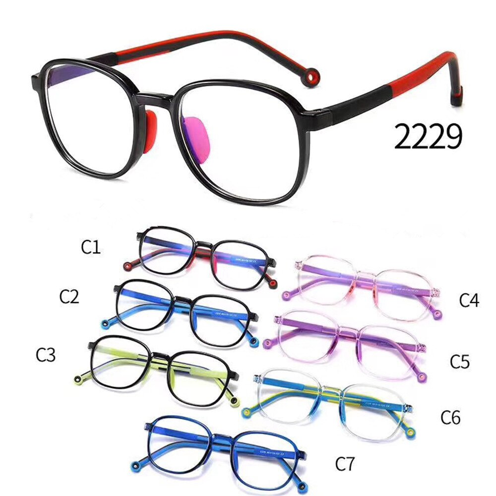 Montura de gafas ópticas para niños, lentes de ordenador con protección contra la radiación, con bloqueo de luz, gafas de lectura: 2229 (Note color)