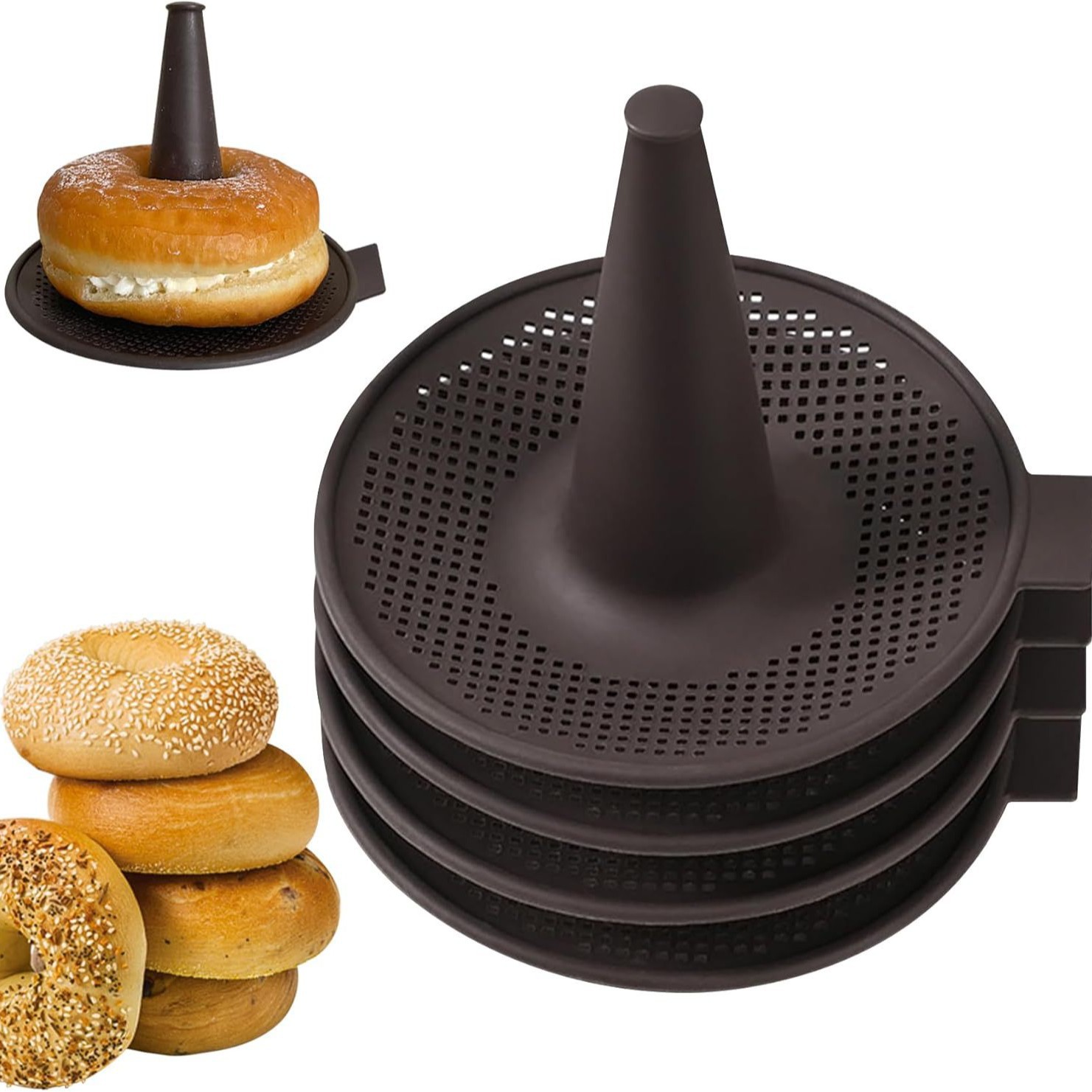 2/4/6pz Stampi per Torta Pannello Ciambella Strumento Ciambella Stampo per Cottura Ciambella Stampo in silicone Stampi per Pasticceria per Bagel e Ciambelle teglie per torte: Cioccolato