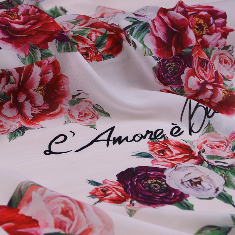 Grote bloem brief gedrukt chiffon stof, zachte chiffon dunne stof voor jurk, lange strand jurk chiffon kleding tissue stof