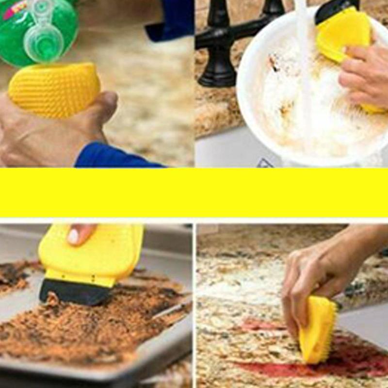 1 Pcs Multifunction Magic 3 In 1 Silicone Sponge Clean Dish Washing Multipurpose Cleaning Scrubber Brush