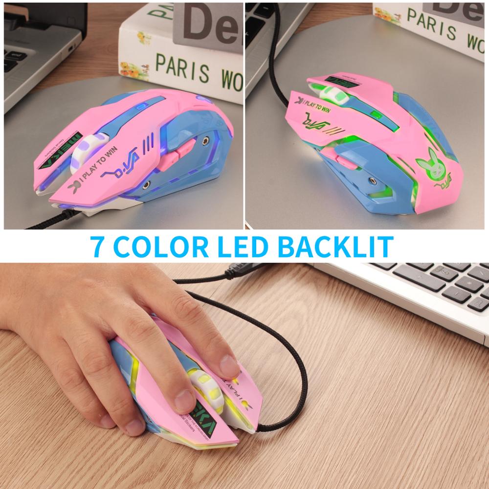 Zienstar Bedrade Usb Roze Gaming Mouse Muizen Met 7 Kleur Backlit Geel Roze Paars Blauw Zwart Voor Macbook Computer Pc laptop