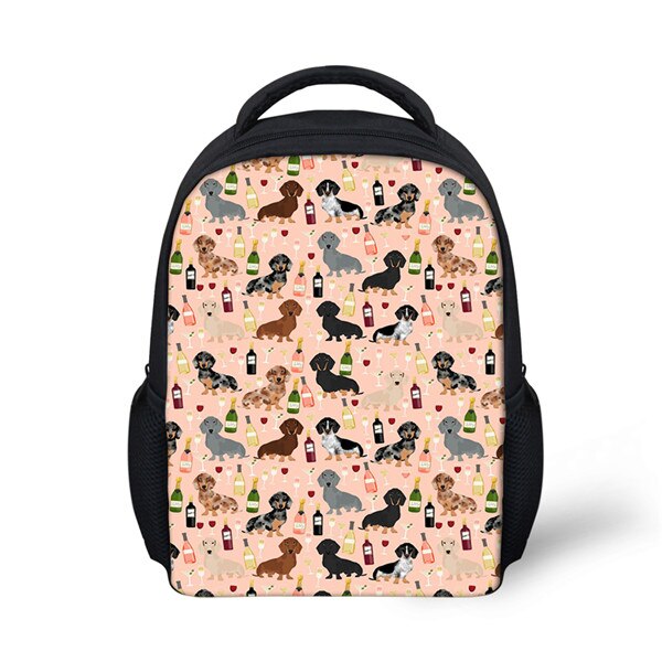 ELVISWORDS Cartoon Pet Dog School Backpack Girls Boys Kindergarten Kids Bag Mochila Escolar Dachshund Small School Bags For Baby: ALP038F