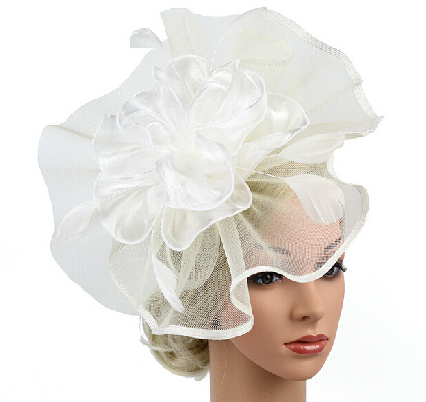 Womens Sinamay Fascinator Cocktail Party Hat Wedding Church Kentucky Derby Dress: White