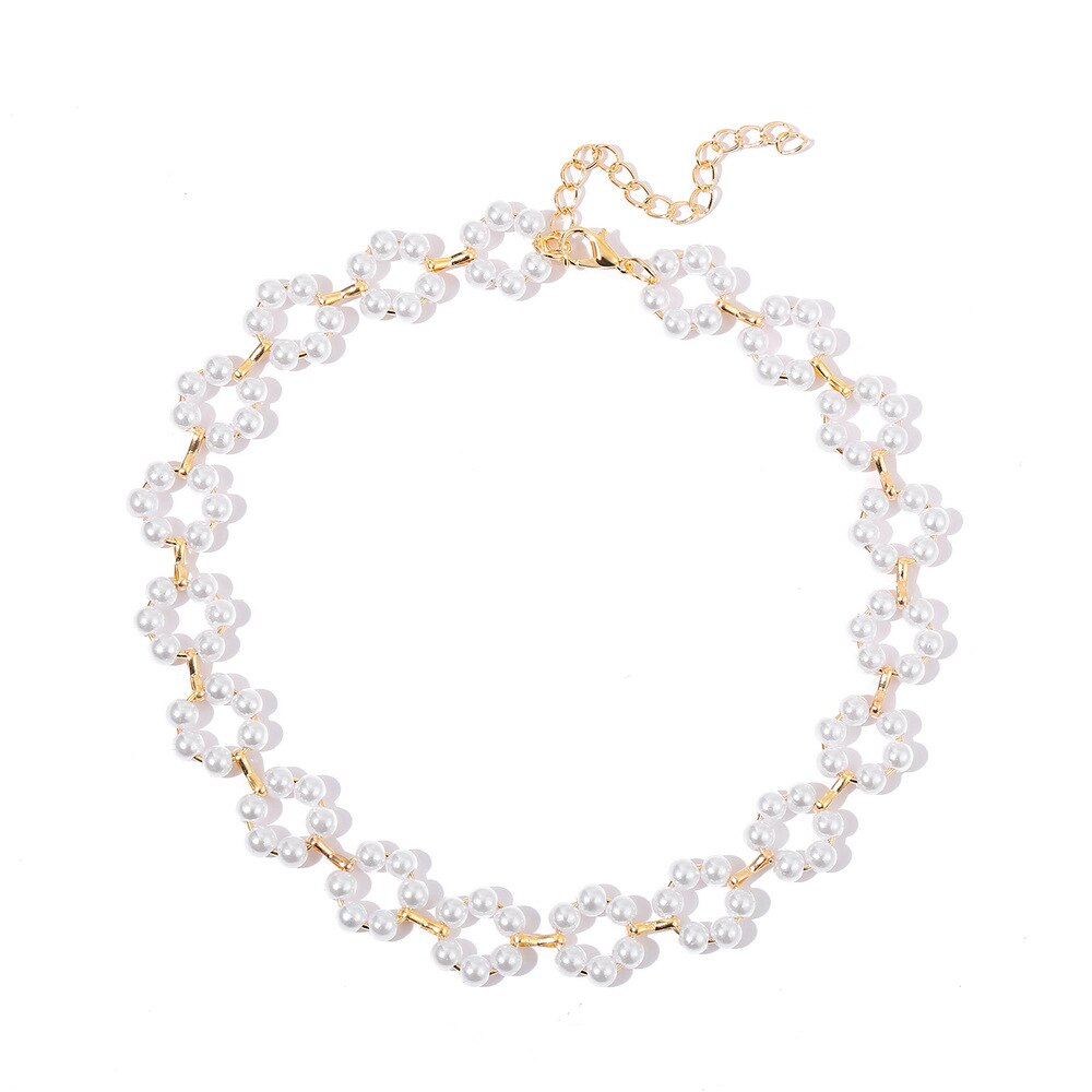 Yobest Elegante Weiß Imitation Perle Halsband Halskette Große Runde Perle Hochzeit Halskette für Frauen Charm Schmuck: N00647