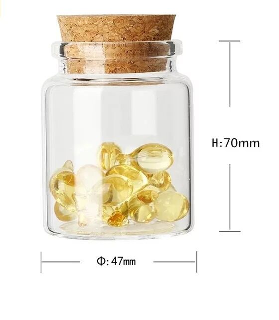 Botellas grandes de vidrio con tapón de corcho, frascos de especias vacíos para alimentos, frascos de , artesanías, 50/60/90/100/120/150/200/240ml, 10 Uds.: 47x70mm 90ml