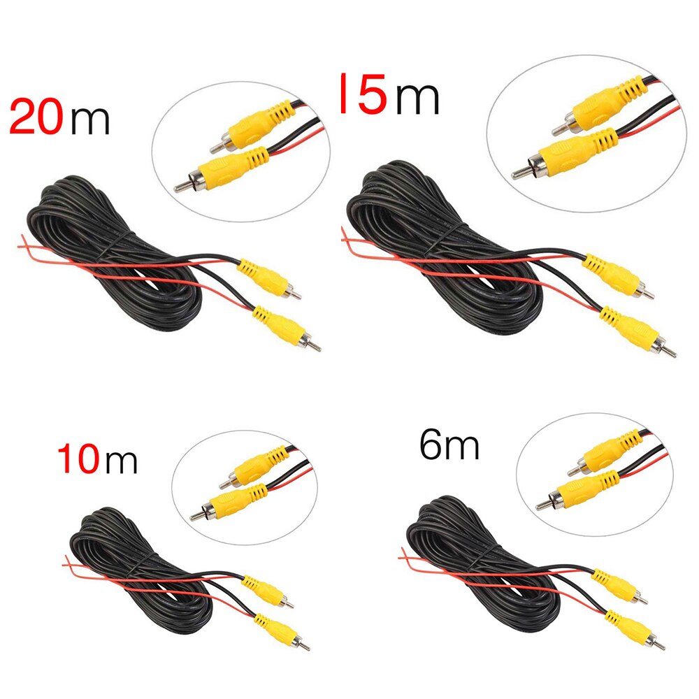 Câble vidéo RCA 6/10/20M pour caméra arrière de voiture, fil universel pour connecter la caméra de recul avec moniteur multimédia de voiture