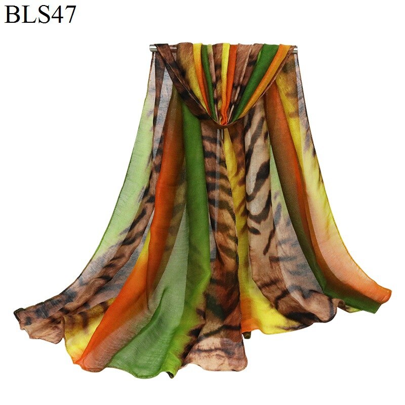 Spring fall voile kvinder tørklæde sjal rinbow tiger print tørklæde 180*90cm foulard femme modis bufanda mujer damer foulard soie: 5