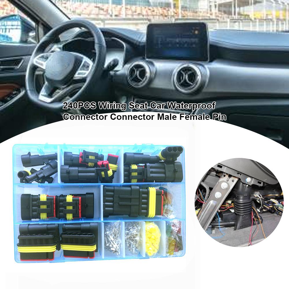 240PCS/Set Car Electrical Connector Terminal Wiring Seat Waterproof Connector Male Female Pin Socket Wiring Spring Terminal Set