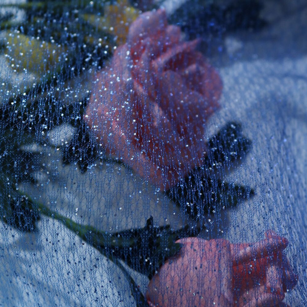 Width 150cm Dark Blue Gradual Star Sky Bronzing Mesh Fabric Transparent Dress Background Fabric DIY Women Wedding Dress Fabric