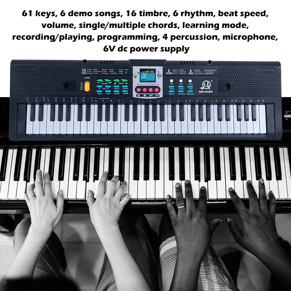 61 Toetsen Elektronische Keyboard Digitale Piano Kids Muziek Ontwikkeling Speelgoed Batterij Aangedreven Muziekinstrumenten Met Microfoon