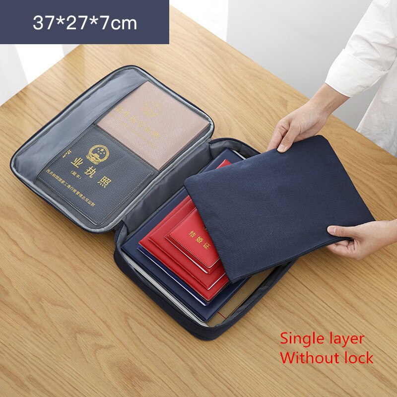 Multifunctional Document Storage Bag Men's Women's Briefcase Id Package Passport Handbags Office Business Pouch Accessories Item: B  Dark blue