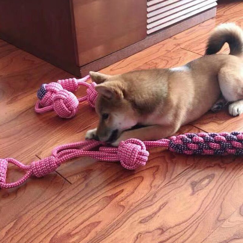 Juguetes para mascotas y perros, pelota de algodón resistente a las mordeduras, palo de cuerda con nudo, juguete interactivo para cachorros, juguetes para masticar dientes, limpieza para perros y gatos