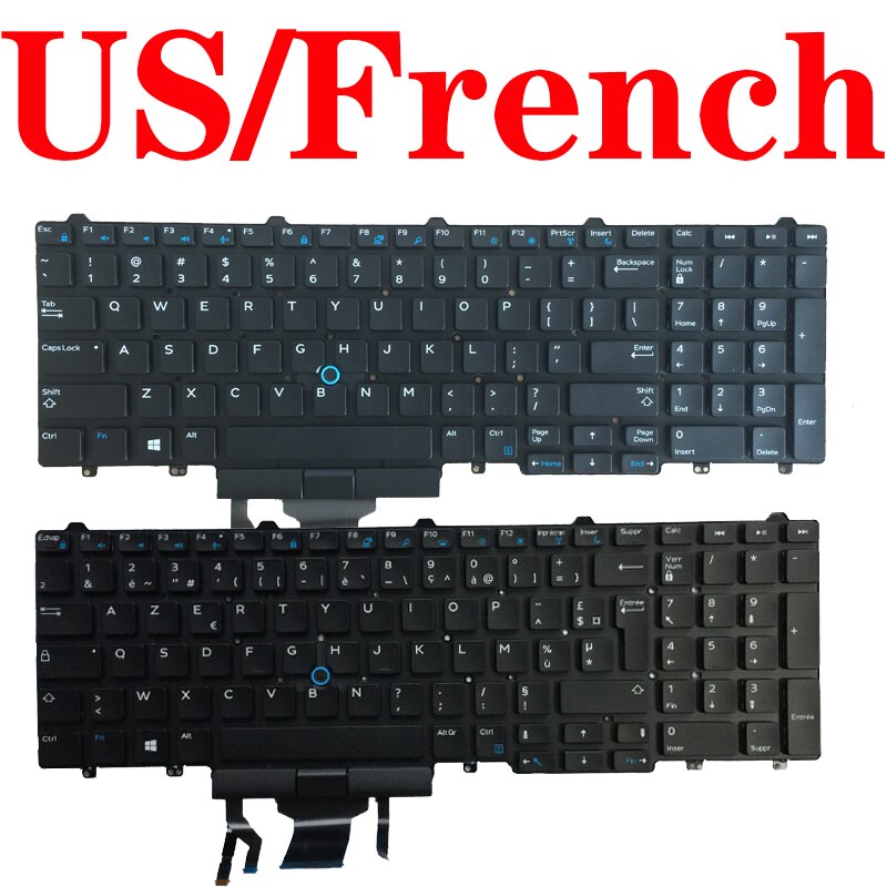 US/FR/French Laptop keyboard for Dell Latitude E5550 E5570 E5580 E5590 E5591 Precision M3520 M7520 M7720