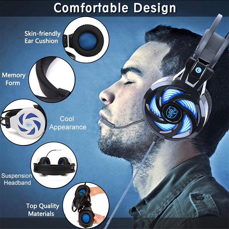 Til  ps4 pc gaming headset computer gamer kablede hovedtelefoner med mikrofon led bas hjelm musik bas børn høretelefon telefon bærbar