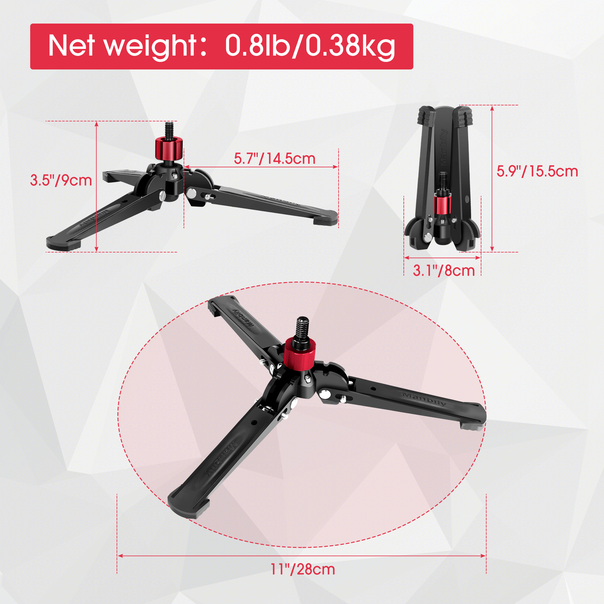 Manbily M2 podstawa statywu aluminiowa hydrauliczna śruba 3/8 "profesjonalny stojak na monopod do aparatu telefon uchwyt na biurko fotografia Ac
