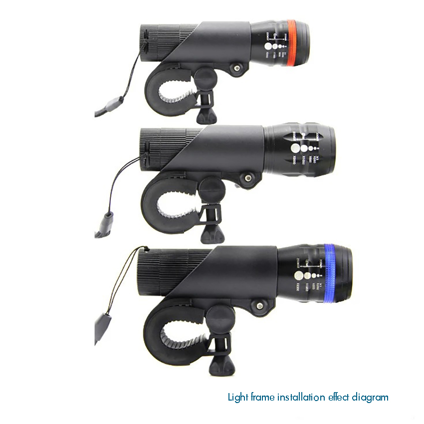 Soporte de luz para manillar de bicicleta, abrazadera de Clip para linterna LED, Universal, color negro