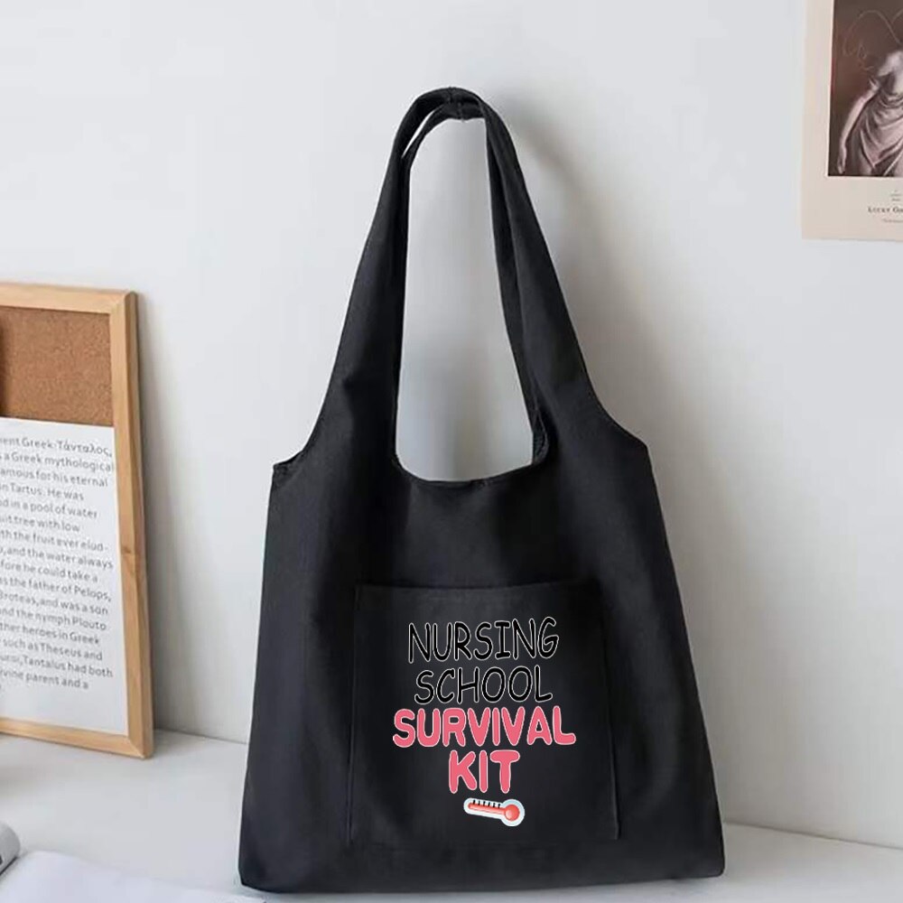 Ladies Shopping Tote Bag Reusable Shopper Organizer Casual Canvas Large Capacity Foldable Nurse Printed Shoulder Bag Handbag: 5Nurse001
