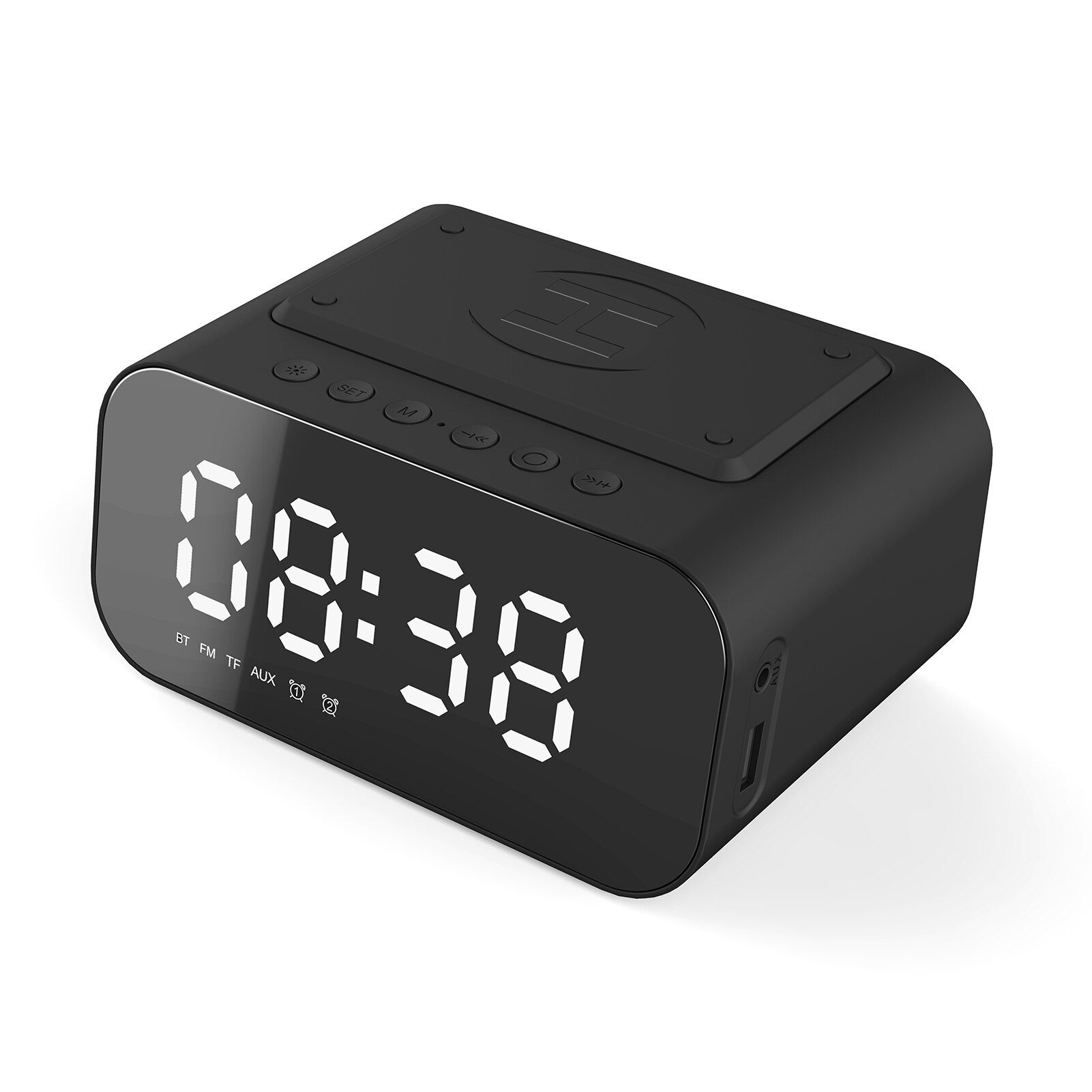 KKmoon Sound Box Desk Clock Radio BT Speaker LED Digital Clock Multifunctional Wireless Charging Device Alarm Clock Home Office: Default Title