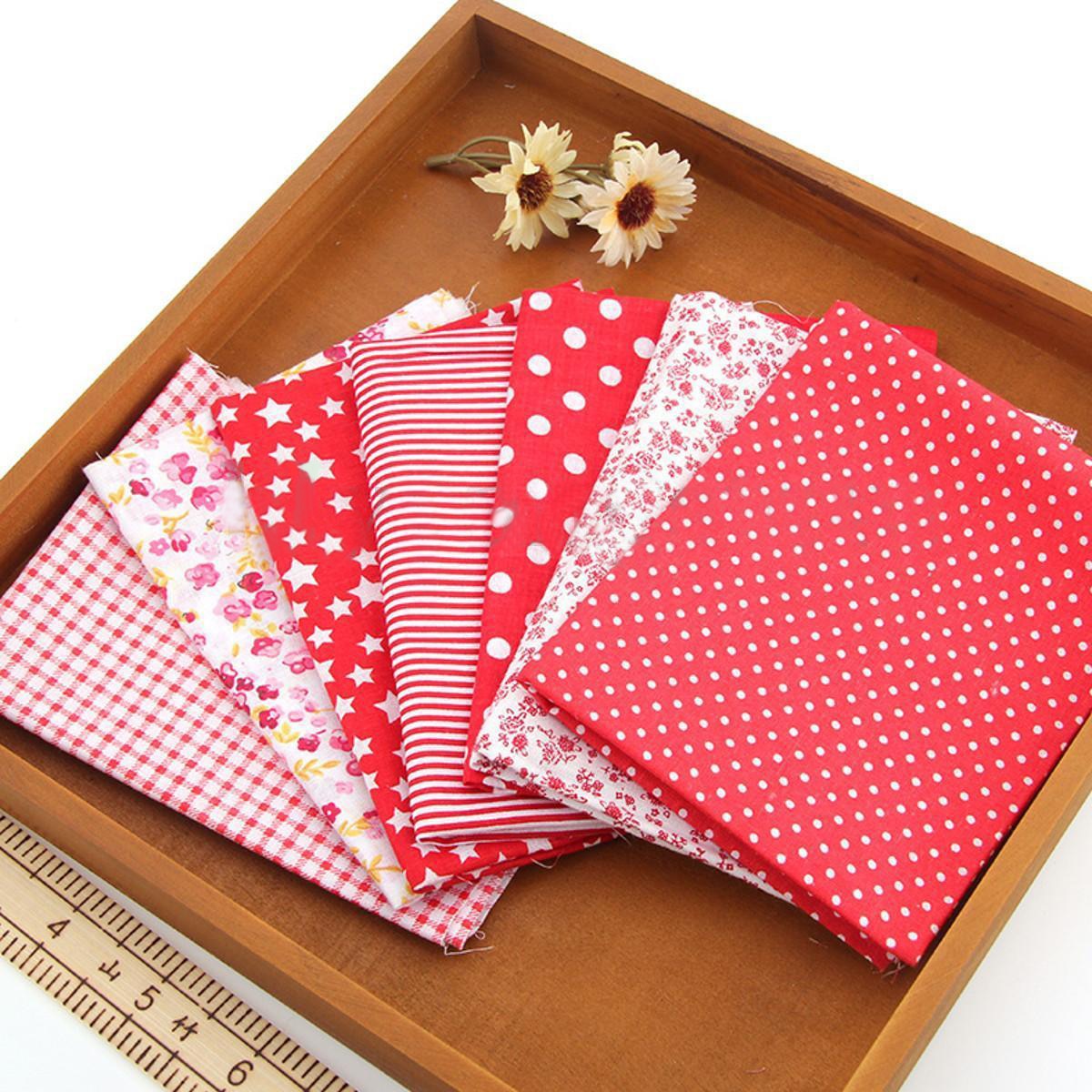 7pcs/SET 25*25cm DIY Assorted Pre-Cut Plain 100% Cotton Quilt Cloths Fabrics For Sewing