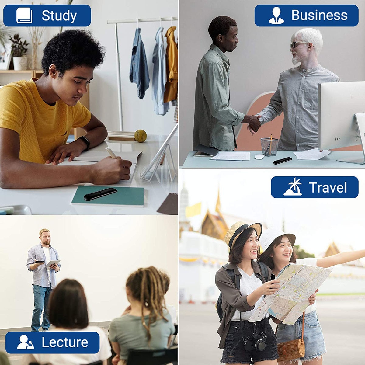 Smart 70 Languages Instant Voice Translator Real Time 2-Way Portable Mini Wireless Translation APP Bluetooth Translator Device
